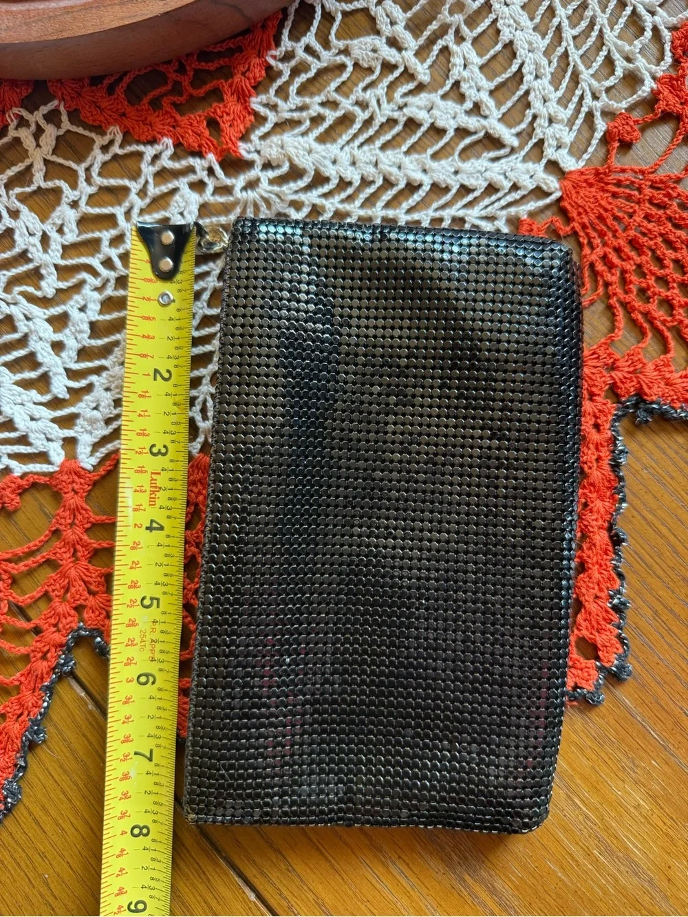 Vintage 1980s Whiting & Davis Black Metal Mesh Evening Clutch Purse